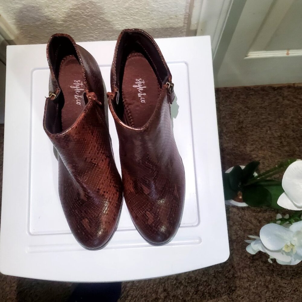 Style & Co Snakeskin Patent Leather Booties